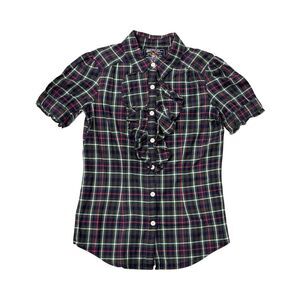 American Living Plaid Ruffle Cotton Blouse Kids M (8-10)